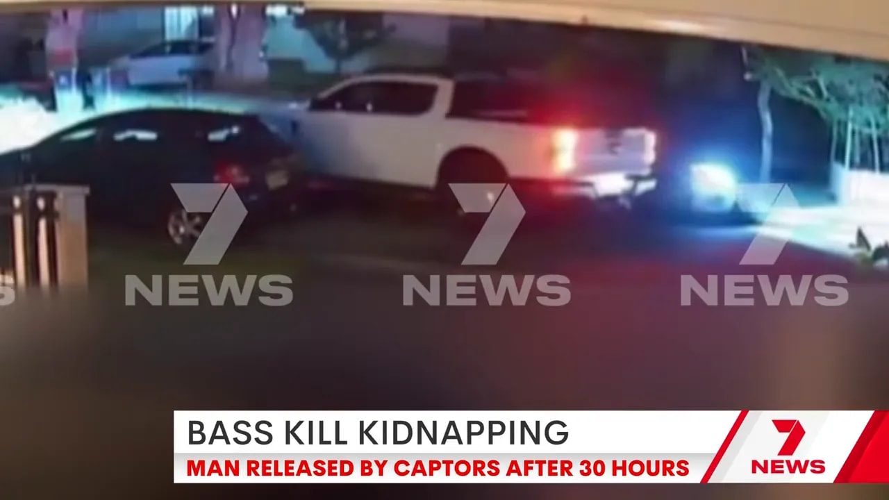 7 News screenshot showing a vehicle at night during the Bass Hill kidnapping investigation