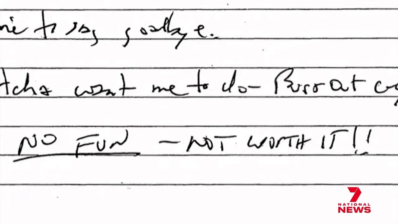 Handwritten alleged Epstein suicide note line “They investigated me for months, found nothing”